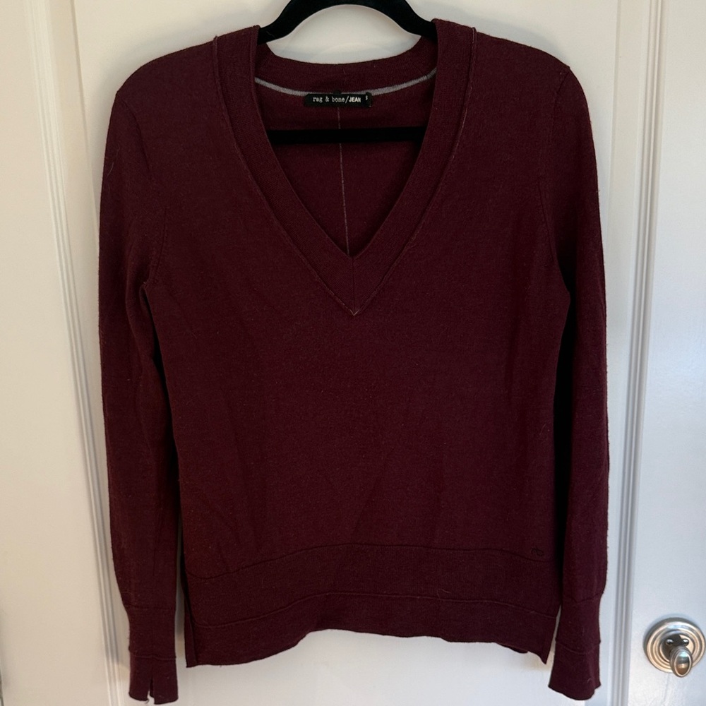 rag & bone Deep Red V-Neck Sweater